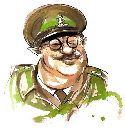 Arthur Lowe como el Capitán George Mainwaring en la comedia de televisión de la BBC Dad